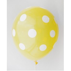 Lemon Yellow - White Polkadots Printed Balloons